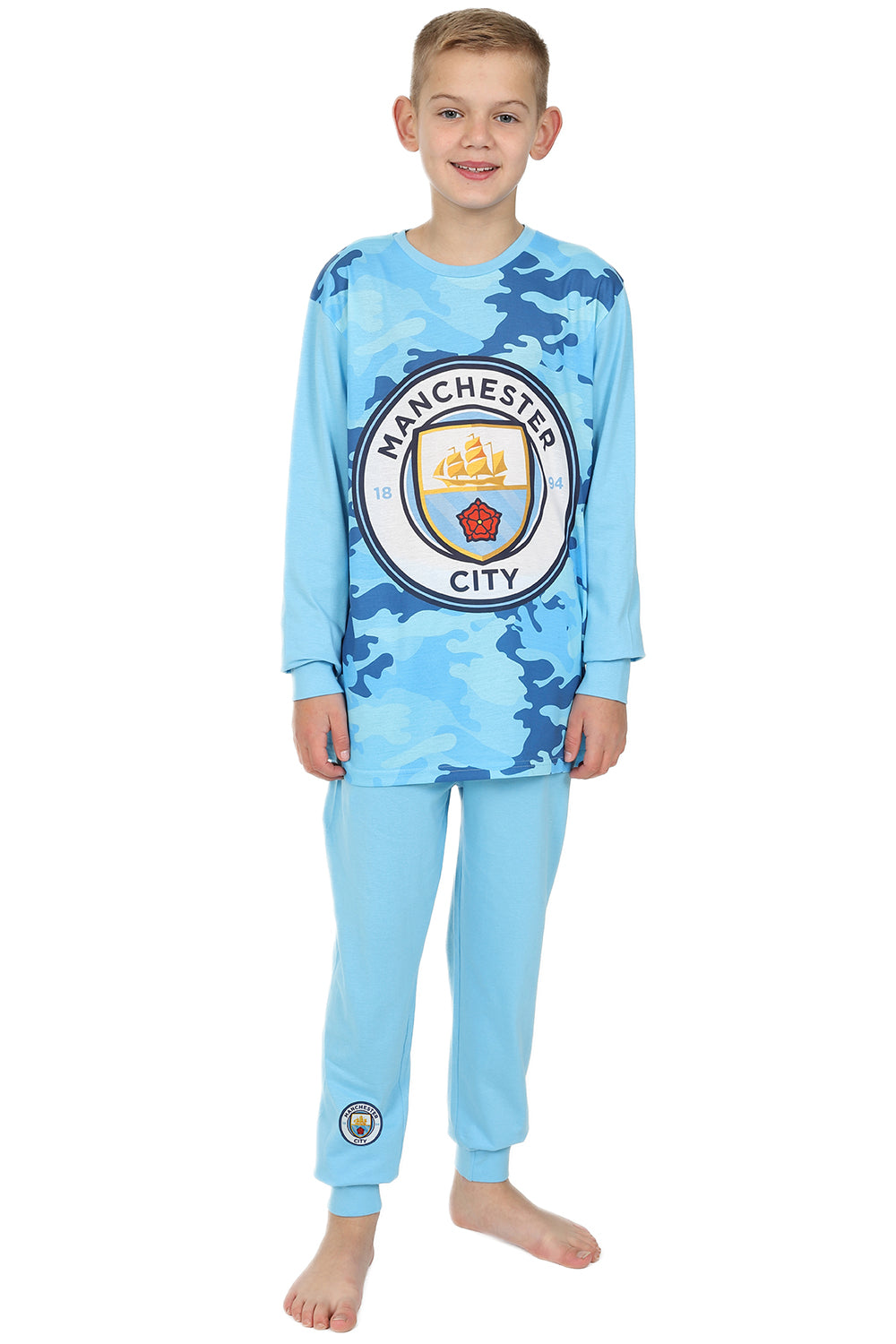 Pyjama Long Camouflage Manchester City Garçon – Officiel Football Club, Haut + Pantalon Doux Et Confortable