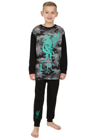Boys Liverpool F.C Green Camouflage Long LFC Pyjamas