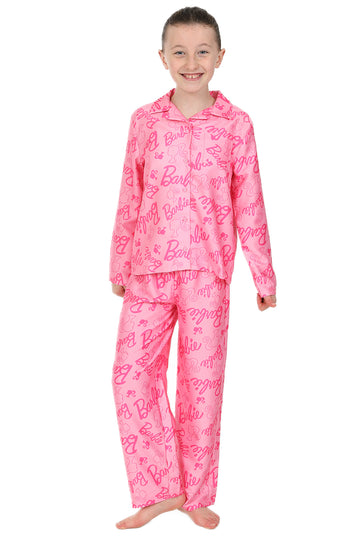 Girls Barbie Long Satin Silk Pyjama Set