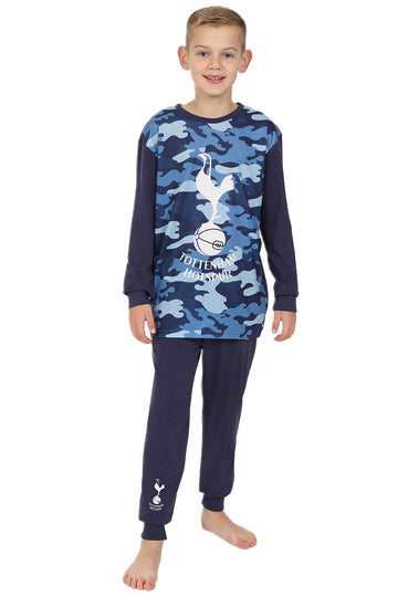 Boys Tottenham FC Spurs Blue Camouflage Long Pyjamas