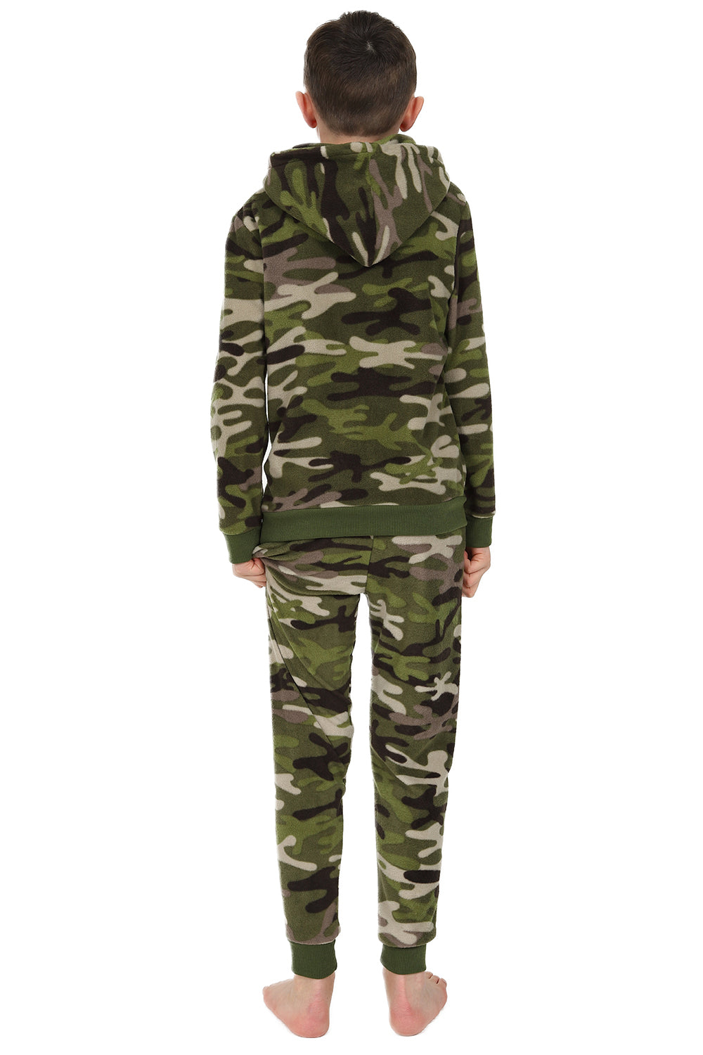 Boys Green Camouflage Pyjamas Fleece Tracksuit Long PJs