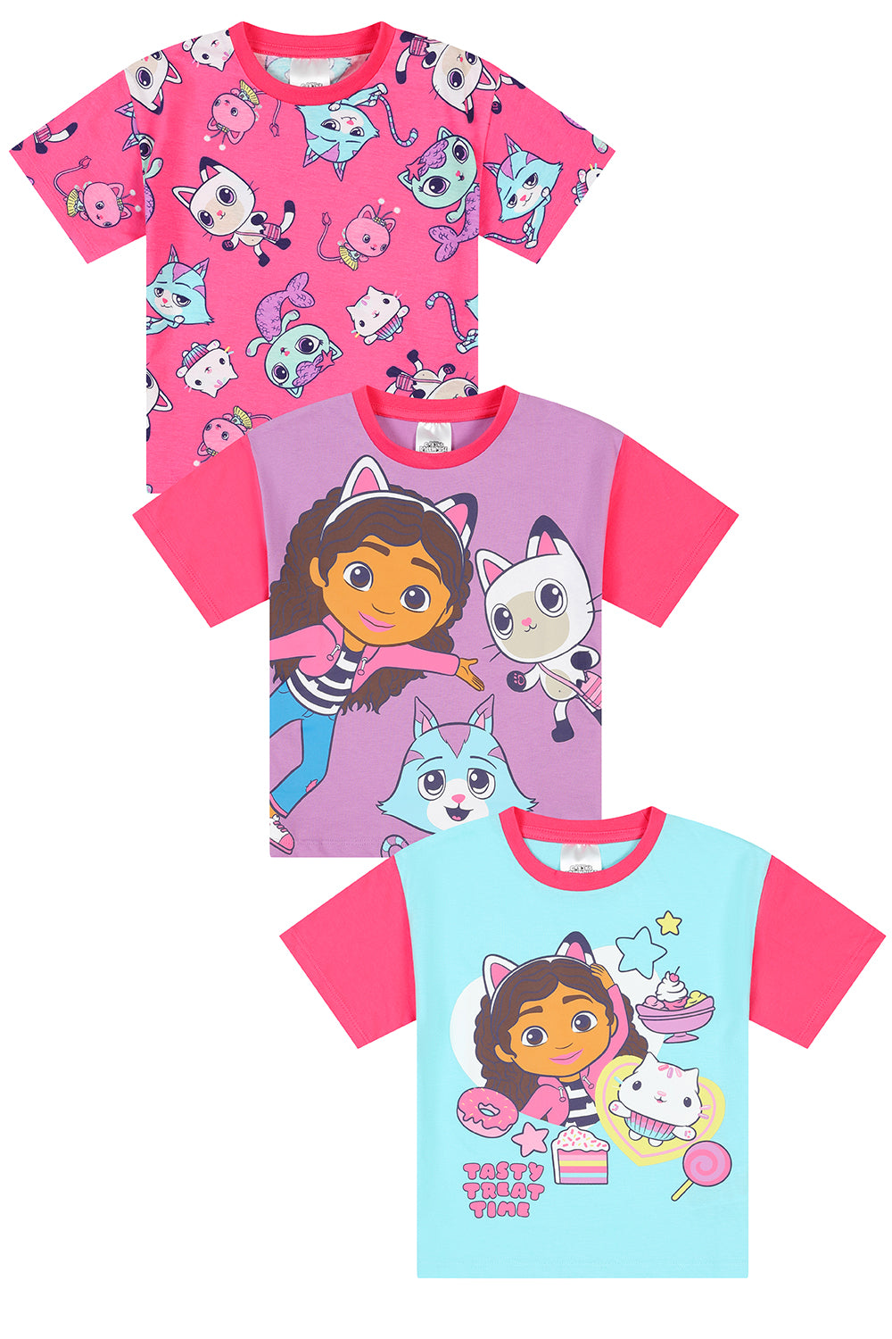 Girls Gabby's Dollhouse 3 Pack T-Shirts Multipack Pink