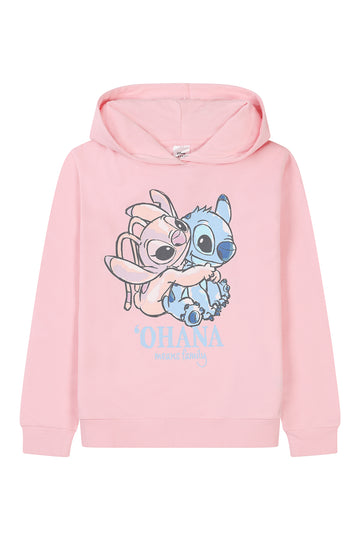 Girls Lilo And Stitch Cuddle Cotton Pink Hoodie