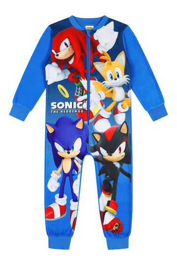 Sonic The Hedgehog Boys Fleece Sleepsuit Sonic Tails Knuckles Shadow Kids Onesie