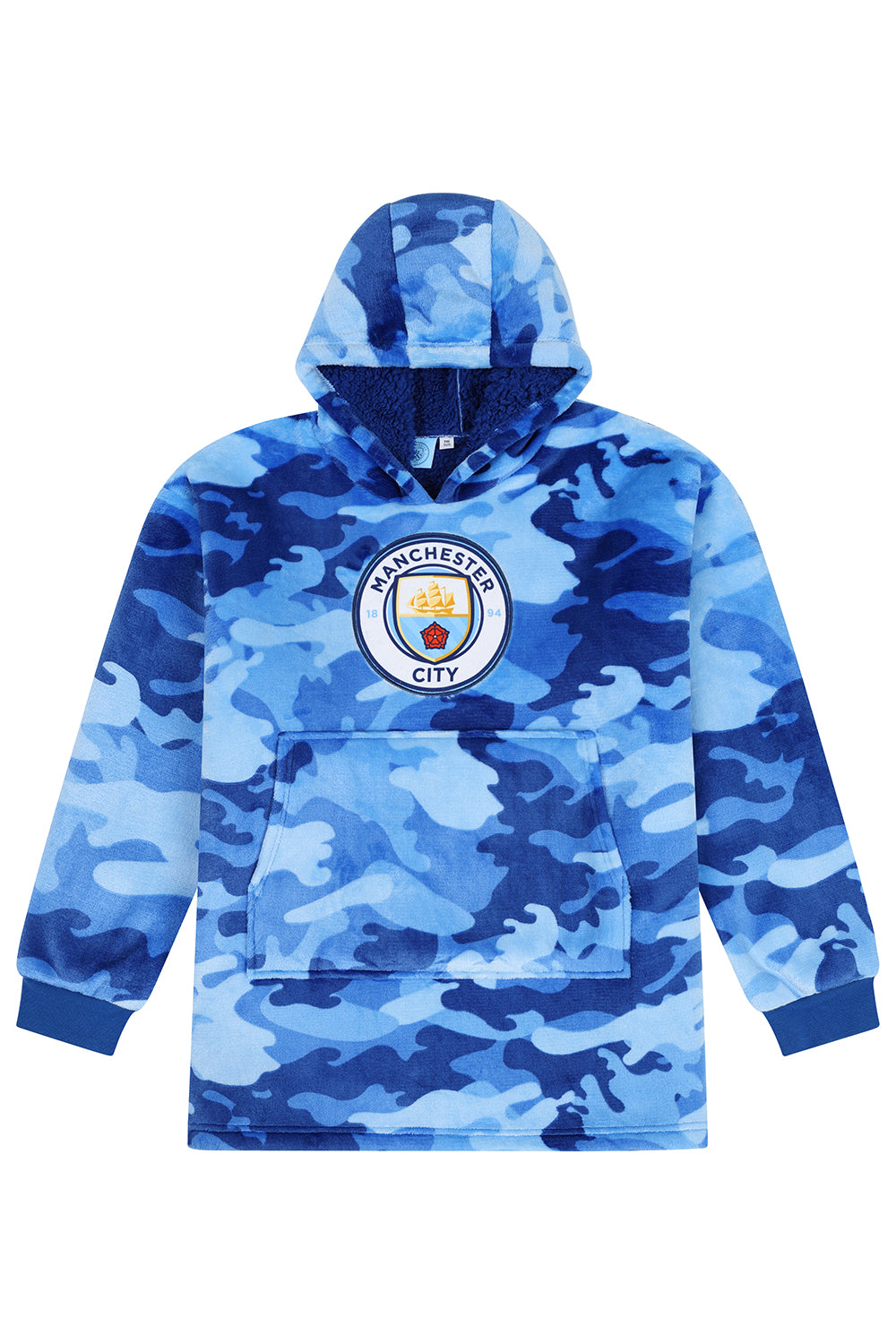 Boys Manchester City Camouflage Football Club Fully Lined Oversized Fleece Hoodie