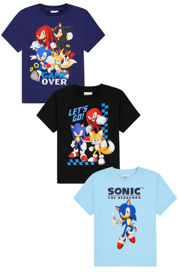 Boys Sonic The Hedgehog And Friends 3 Pack Kids T-Shirts Multipack