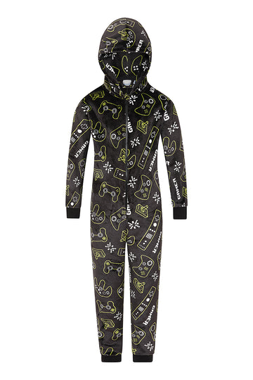 Boys Gamer Controller Fleece Warm Sleepsuit