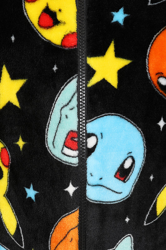 Pokémon Pikachu, Charmander, Bulbasaur, Squirtle Black Fleece Sleepsuit
