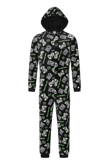 Boys I Paused My Game To Be Here Fleece Warm Gaming Sleepsuit