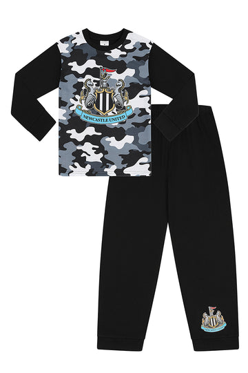 Boys Newcastle United FC Camouflage Black Long Pyjamas