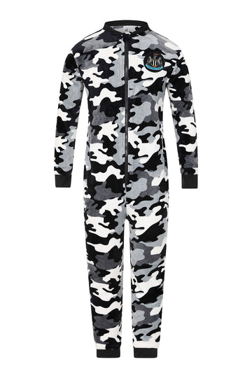 Boys Newcastle United Camouflage Black Football Club Fleece Sleepsuit