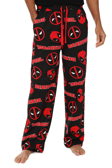 Mens Deadpool Lounge Pants Marvel Red Cotton