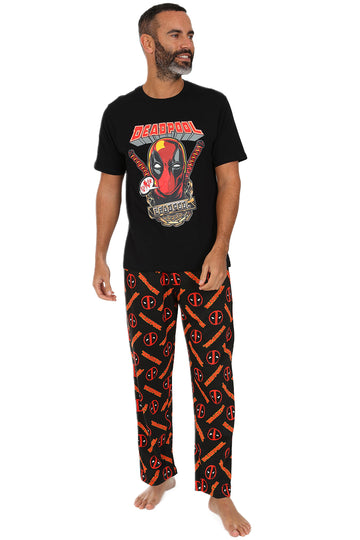 Mens Official Marvel Deadpool Long Pyjamas