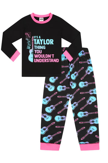 Girls It's a Taylor Thing Blue and Pink Long Cotton Pyjamas