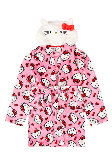 Girls Hello Kitty Fleece Dressing Gown Robe
