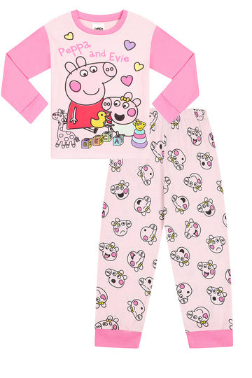Girls Peppa pig and Evie Long Pyjama Set