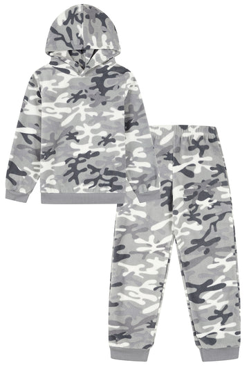 Boys Grey Camouflage Pyjamas Fleece Tracksuit Long