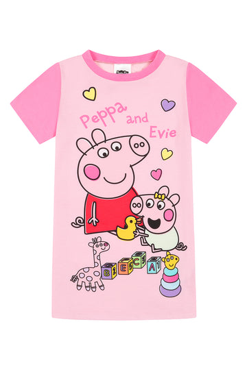 Girls Official Peppa Pig And Evie Nightie Nightdress