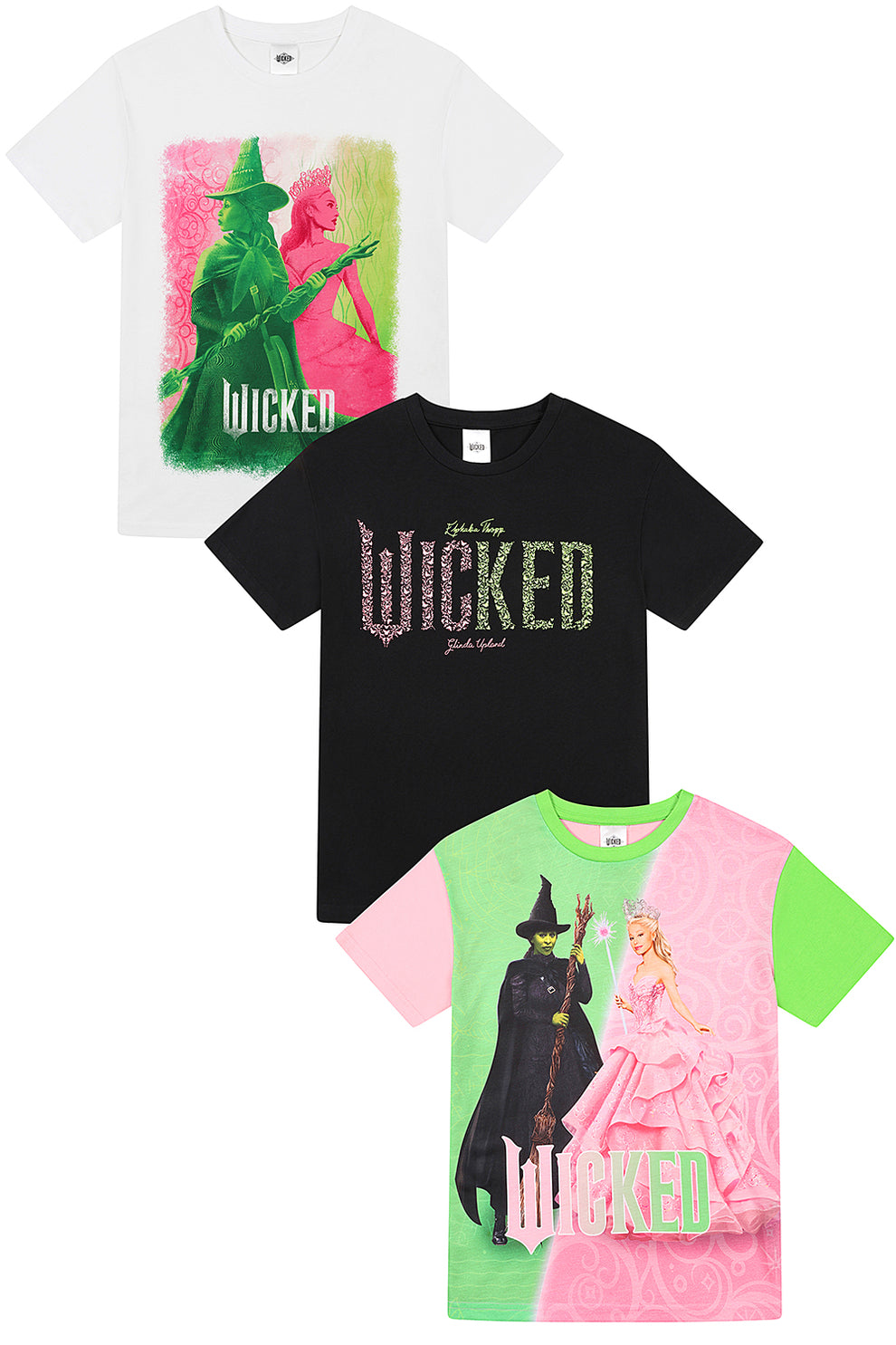 Girls Wicked Elphaba And Glinda 3 Pack T-Shirts