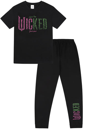 Girls Official Wicked Logo Elphaba And Glinda Long Pyjamas