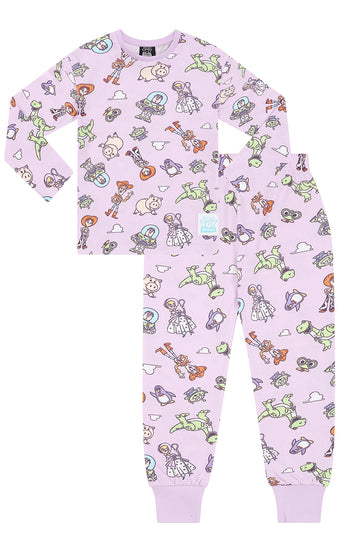 Disney Girls Toy Story Jessie Woody Buzz All Over Print Purple Long Pyjamas