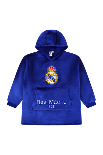 Kids Real Madrid FC Football Club Blue Oversized Fleece Hoodie