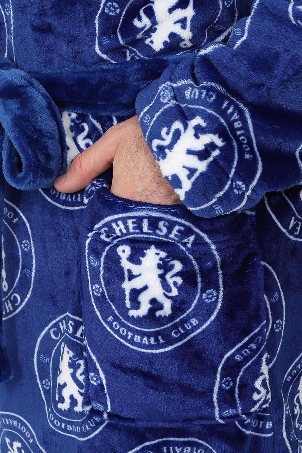 Mens Chelsea Official Dressing Gown Fleece Hooded Robe