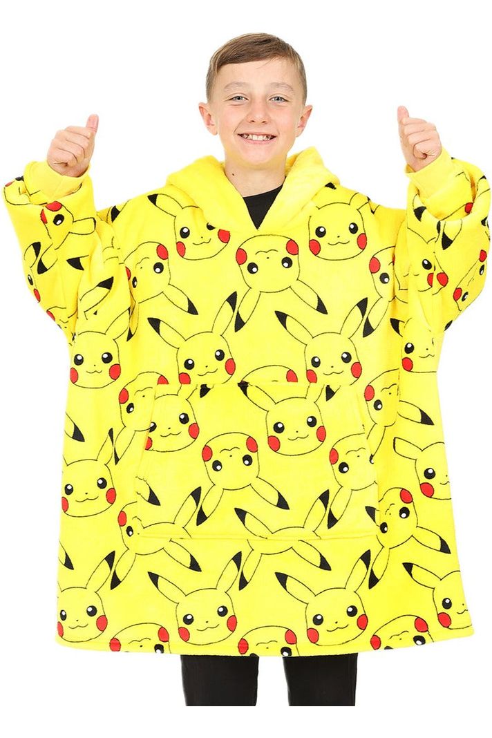 Pokemon Pikachu Fully Lined Oversized Fleece Hoodie Yellow Boys Girls