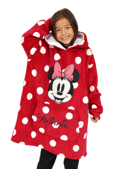 Girls Minnie Mouse Fully Lined Luxury Oversized Fleece Hoodie
