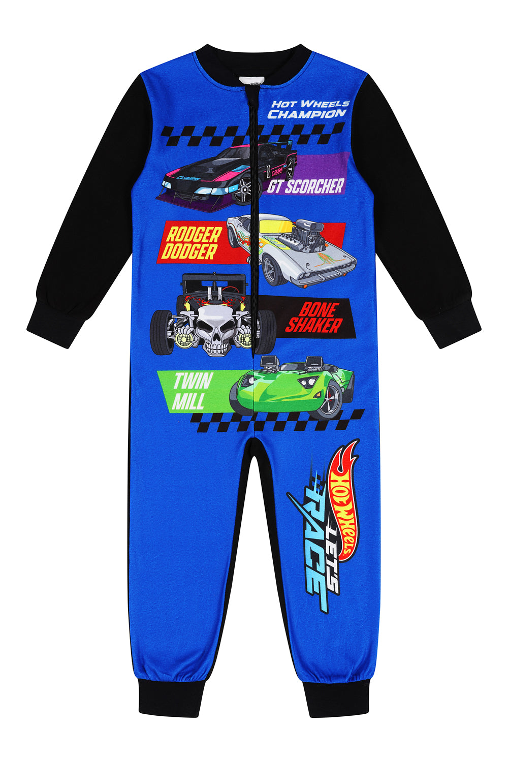 Boys Hot Wheels Blue Race Car Fleece Sleepsuit