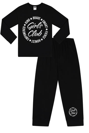 Girls Club Brave Honest Black and White Long Pyjamas