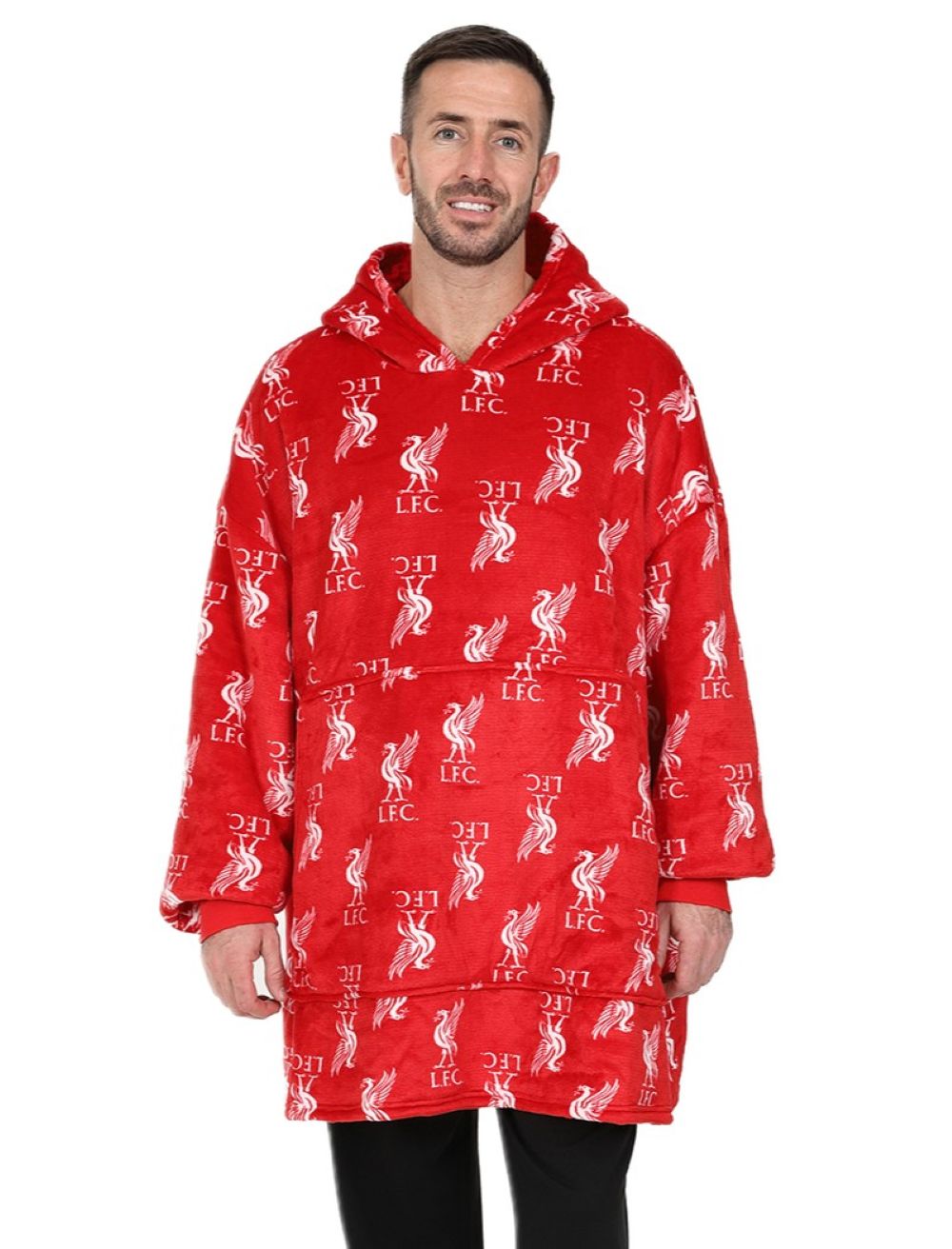 Mens Liverpool FC Red Oversized Fleece Hoodie