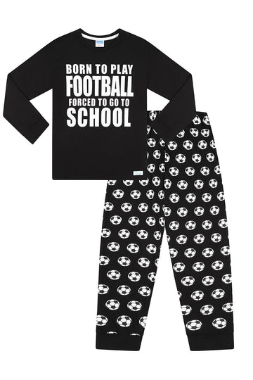 Boys Born To Play Football Forced To Go To School Long Cotton Pyjama Set