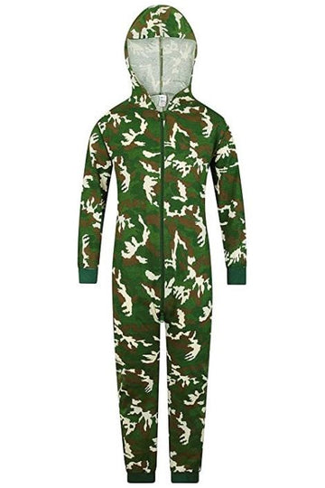 Boys Army Camouflage Hooded Cotton Sleepsuit 13 Years
