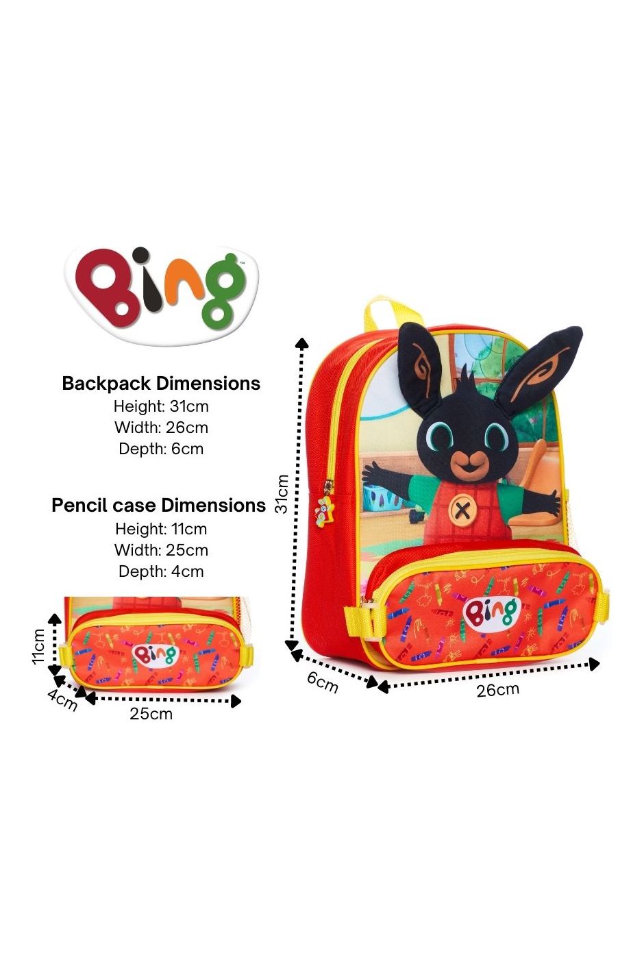 Bing Backpack. Amazon Kids Bing Bunny Backpack and Pencil Case Nursery School Rucksack Lunch