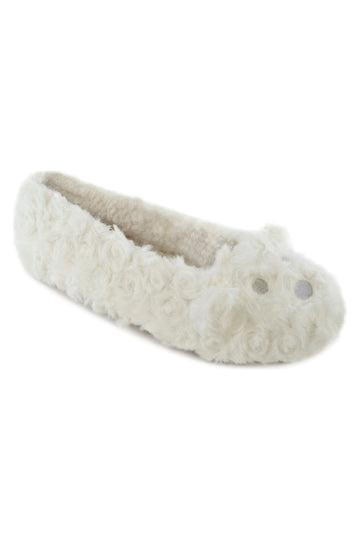 Women's Fluffy White Teddy Bear Ballet Slippers