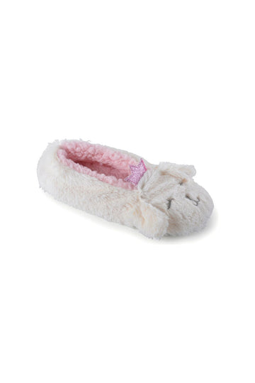 Kids White Fluffy Rabbit Princess Slip On Slippers