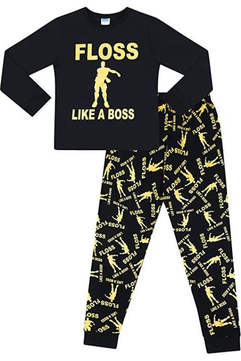 Floss Like a Boss Gold Long Pyjamas 7/8 Years - Pyjamas.com