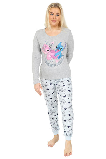 Women's Disney Lilo and Stitch And Angel Cotton Long Pyjama set