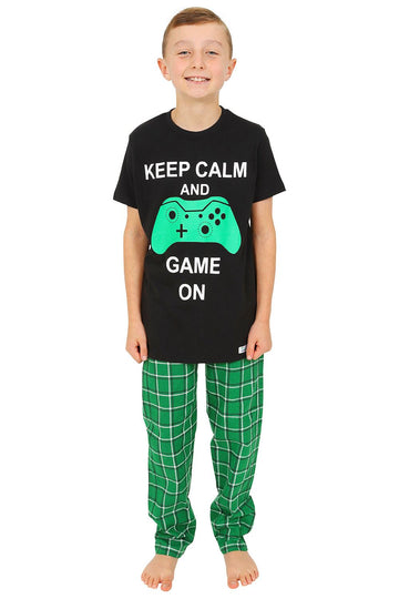 Boys Keep Calm And Game On Long Pyjamas
