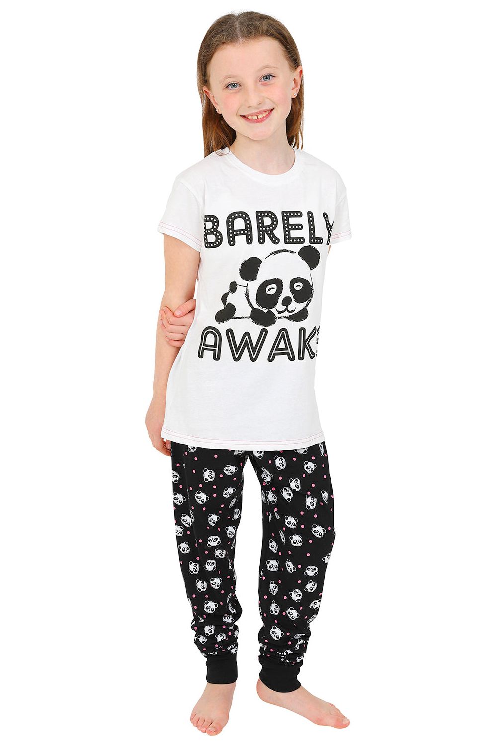 Girls Panda 'Barely Awake' Long Pyjamas