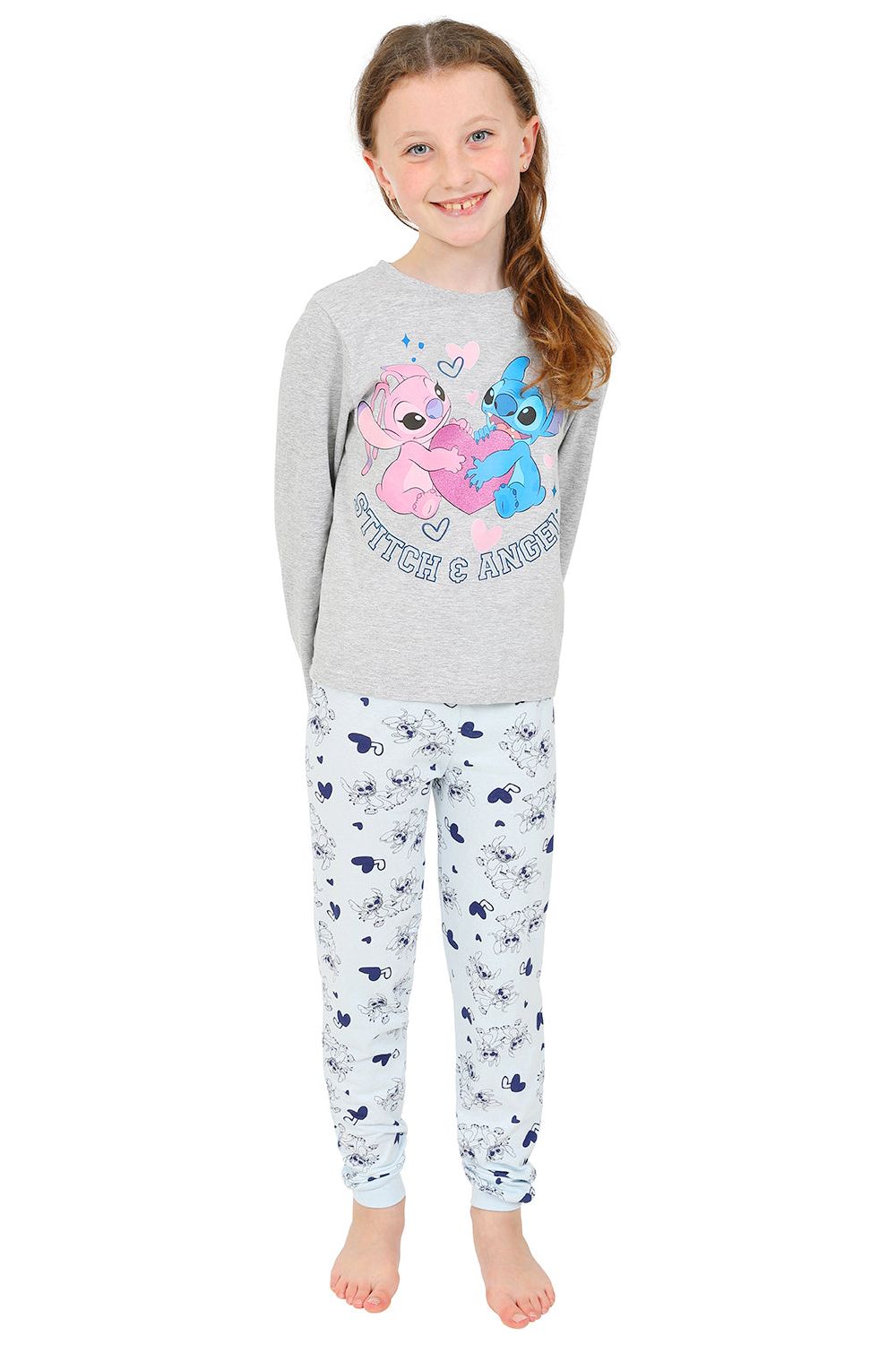 Girls Disney Lilo and Stitch and Angel Long  Pyjamas