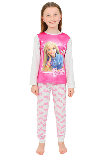 Girls Mattel Barbie Long Pink Pyjamas