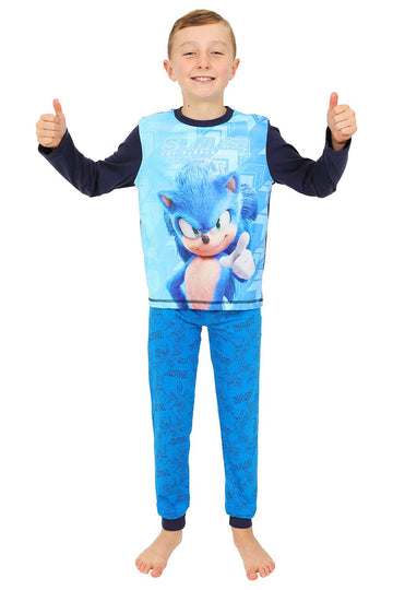 Boys Sonic The Hedgehog 2 Fast Fast Blue Long Pyjamas