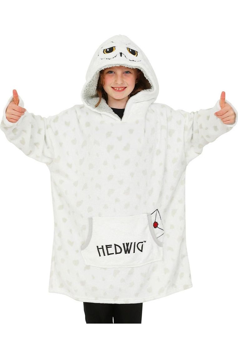 Girls Harry Potter Hedwig White Oversized Hoodie Blanket One Size Hooded Fleece