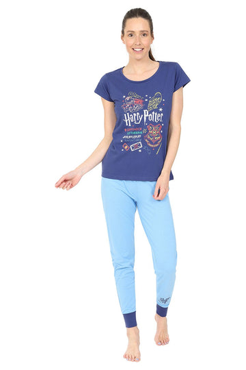 Women's Harry Potter Hedwig Hogwarts Long Ladies Pyjamas Pjs Blue w21