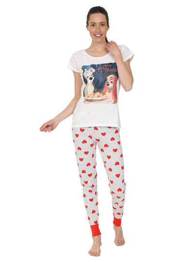 Women's Disney Lady and The Tramp Heart Long Pyjamas