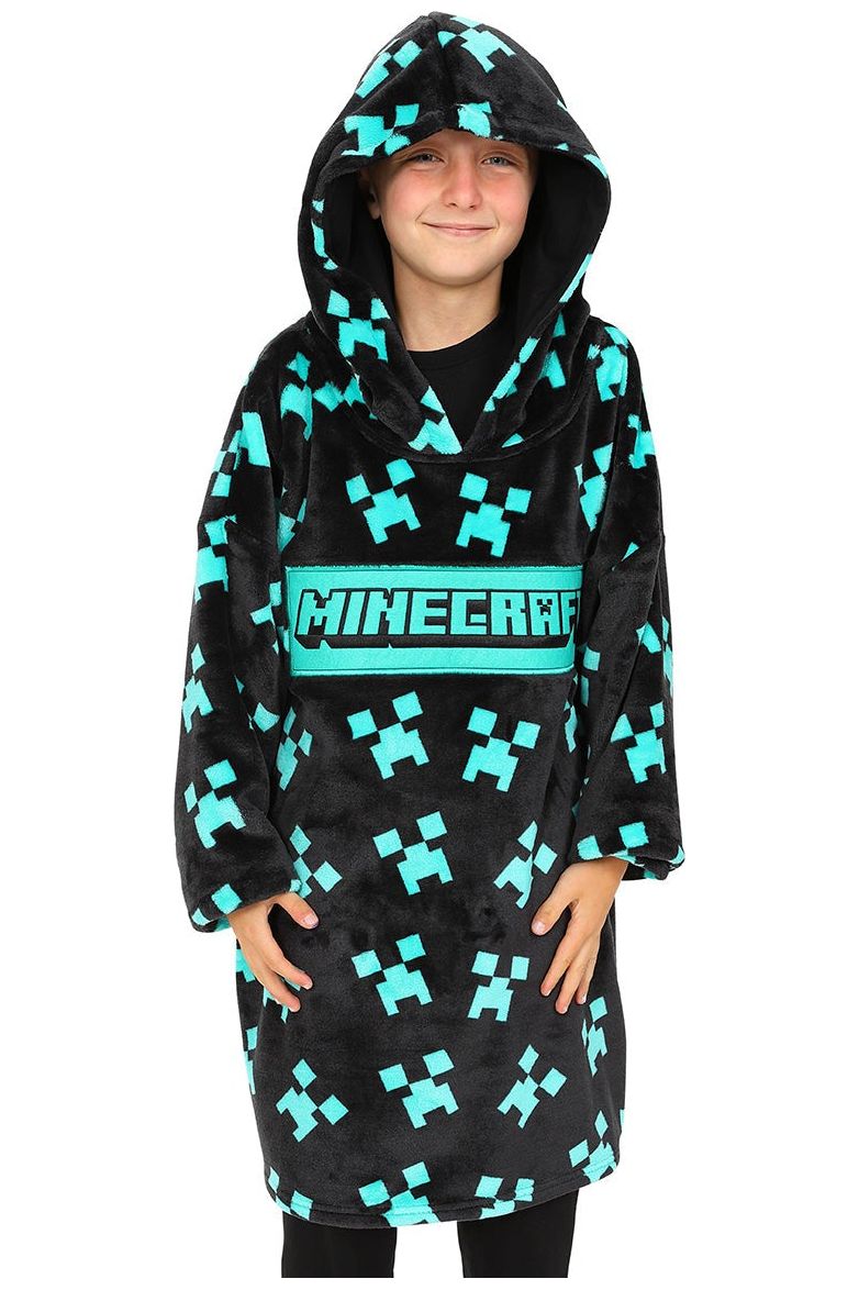 Minecraft Oversized Hoodie Blanket Hooded Fleece For Boys Keep Warm Gaming w22