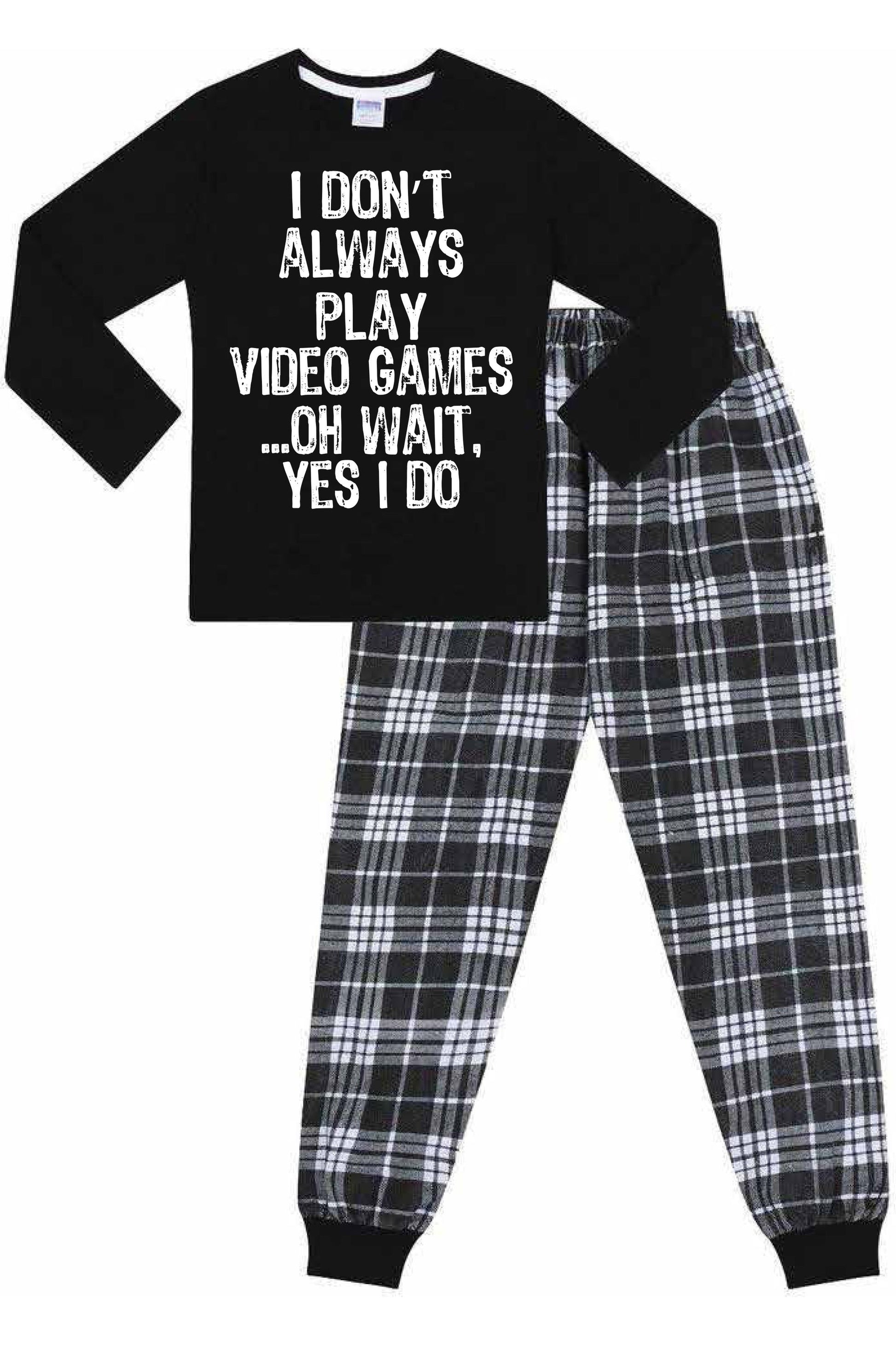 I Don't Always Play Video Games  Long Check Pyjamas Gamer Cotton PJs - Pyjamas.com