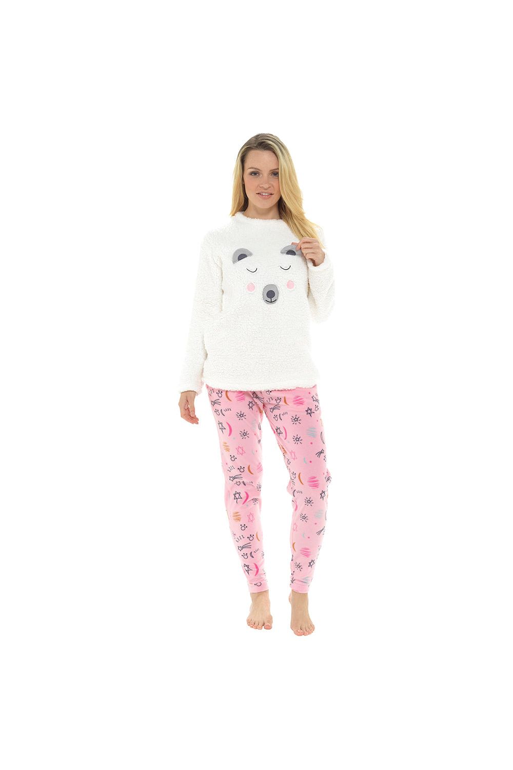 Women's Bear Fleece Top Twosie Pyjama Set Sleepwear